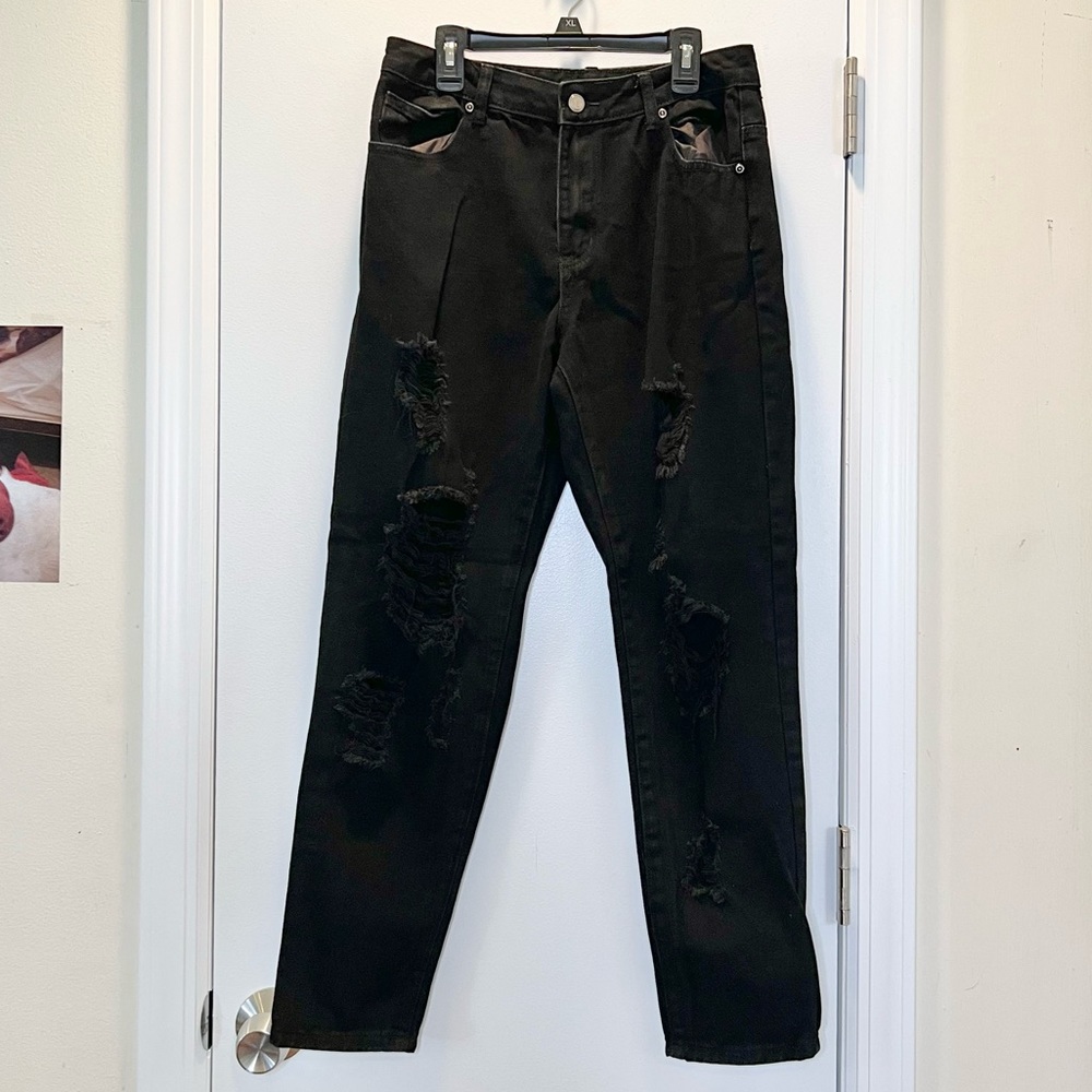 Pretty Little Thing Petite High Waisted Ripped Jeans